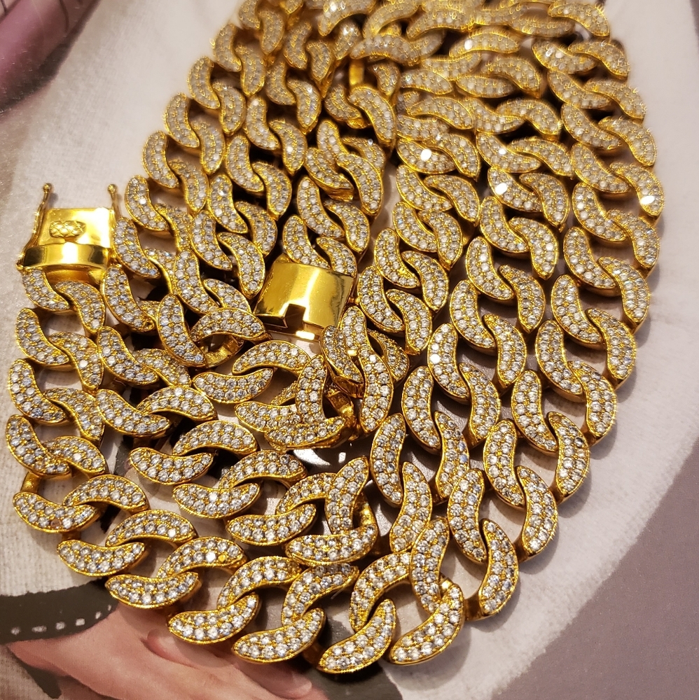 18K Rose Gold Cuban Chain 30Inches Gold Plated